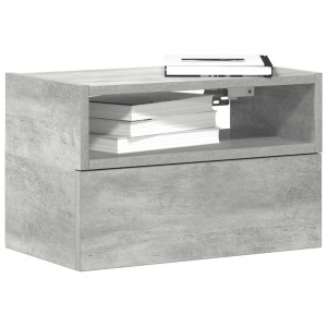 Mesa de cabeceira de parede cinza concreto 45x26x28,5 cm D