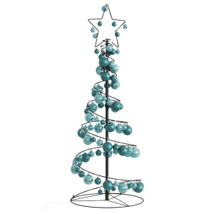 VidaXL Cono de luz para árbol de Navidad con bolas 80 LED 120 cm D