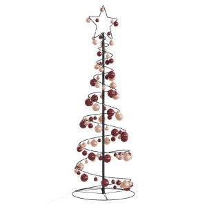 VidaXL Cono de luz para árbol de Navidad con bolas 100 LED 150 cm D