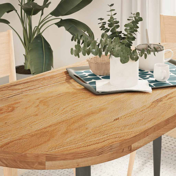 Tablero de mesa ovalado madera maciza de roble 140x60x4 cm D