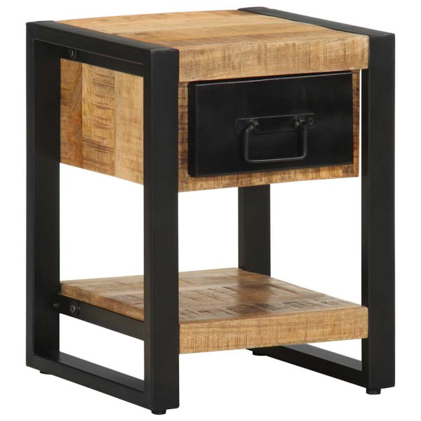 Mesita de noche madera maciza de mango 35x34x45 cm D