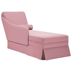 Chaise longue encosto braço direito veludo rosa D