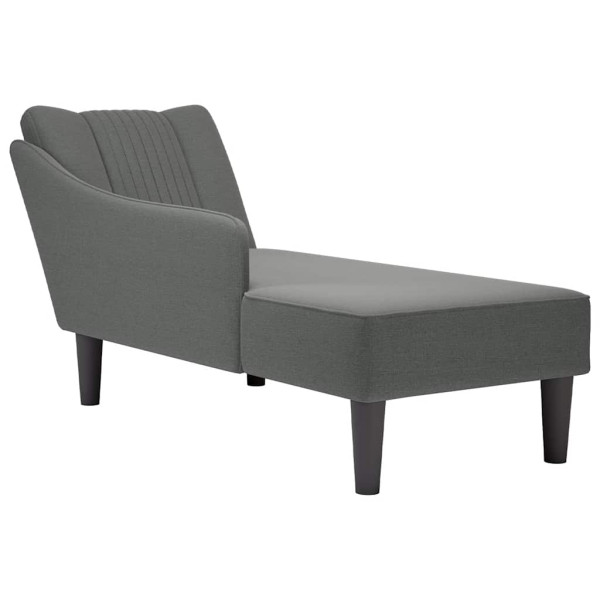 Chaise longue con reposabrazos derecho tela gris oscuro D