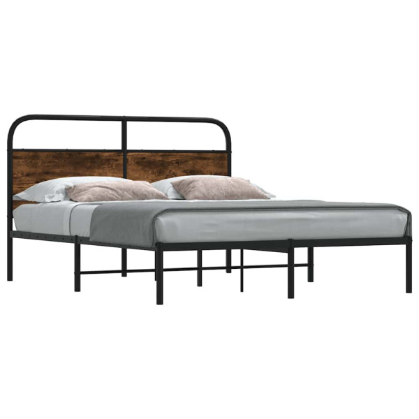 Estructura de cama sin colchón 140x190 cm madera roble ahumado Estructura de cama sin colchón 140x190 cm madera roble ahumado D