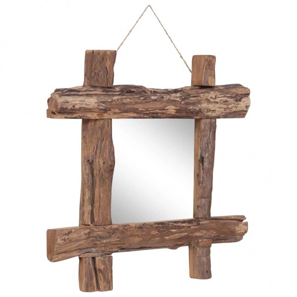 Espelho de troncos de madeira maciça natural reciclada 50x50 cm D