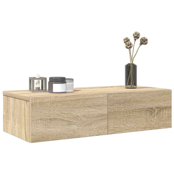 Estante de pared con cajones madera contrachapada roble sonoma D