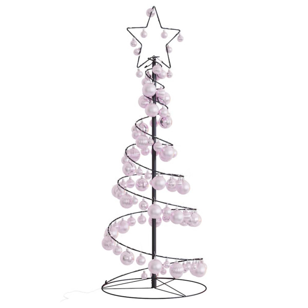 VidaXL Cono de luz para árbol de Navidad con bolas 80 LED 120 cm D