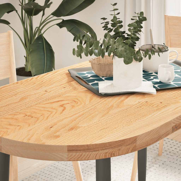 Tablero de mesa ovalado madera maciza de roble 120x60x4 cm D