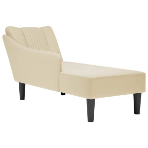 Chaise longue com braços creme de tecido direito D