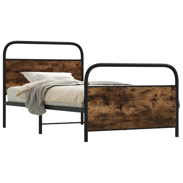 Estructura de cama sin colchón 100x200 cm madera roble ahumado Estructura de cama sin colchón 100x200 cm madera roble ahumado D