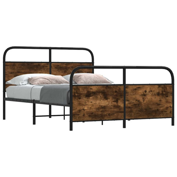 Estructura de cama sin colchón metal roble ahumado 140x190 cm Estructura de cama sin colchón metal roble ahumado 140x190 cm D