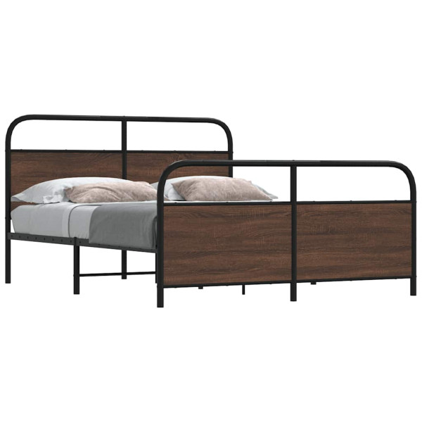 Estructura de cama sin colchón metal marrón roble 150x200 cm D