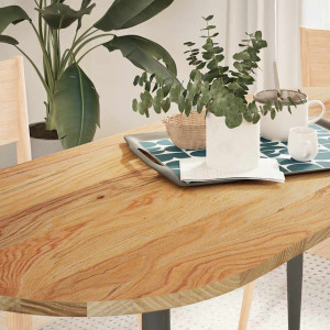 Tablero de mesa ovalado madera maciza de roble 140x60x2 cm D