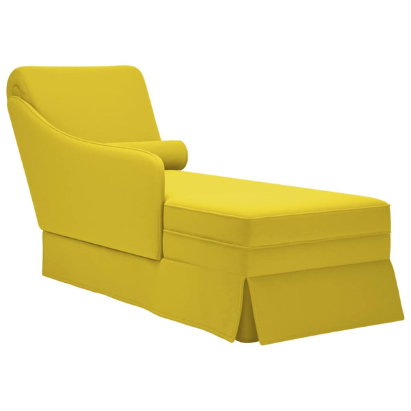 Chaise longue apoio braços veludo amarelo direito D