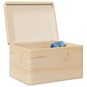 Caja de madera con tapa madera maciza de pino 40x30x23 cm D