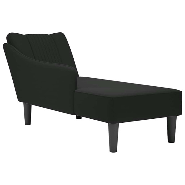 Chaise longue con reposabrazos derecho terciopelo negro D