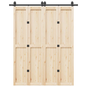 Kit de herrajes para puertas correderas acero negro 183 cm D