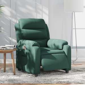 Sillón reclinable eléctrico de terciopelo verde oscuro D