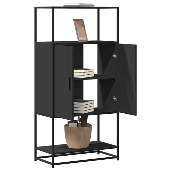 Aparador alto madera de ingeniería y metal negro 68x35x139 cm D