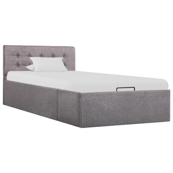 Cama de sofá hidráulico com armazenamento de tecido cinza mole 90x200 cm D