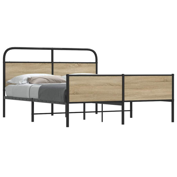 Estructura de cama sin colchón metal roble ahumado 180x200 cm Estructura de cama sin colchón metal roble ahumado 180x200 cm D