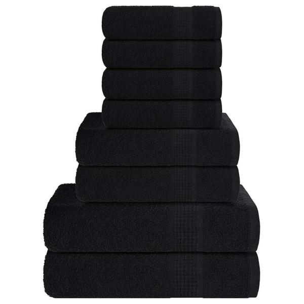 Toalha conjunto 8 peças 100% algodão preto 360 gsm D