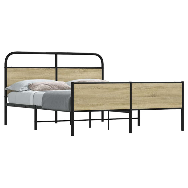 Estructura de cama sin colchón metal roble Sonoma 160x200 cm Estructura de cama sin colchón metal roble Sonoma 160x200 cm D