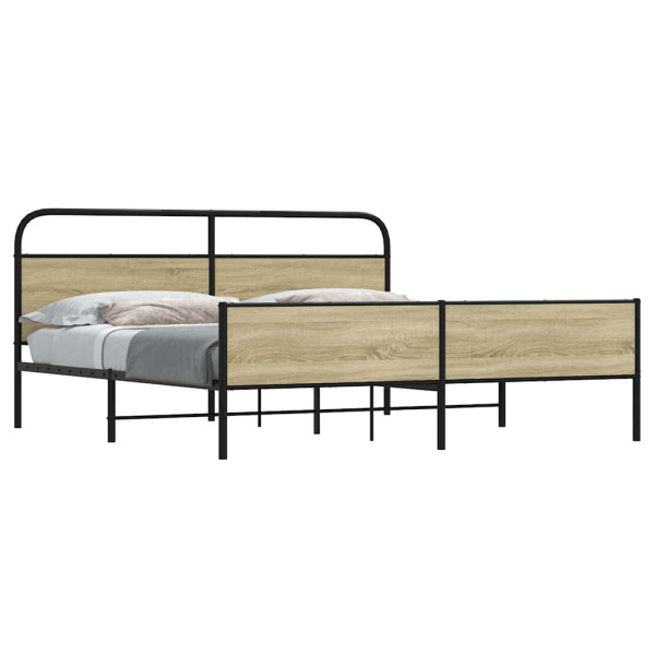 Estructura de cama sin colchón metal roble Sonoma 183x213 cm Estructura de cama sin colchón metal roble Sonoma 183x213 cm D