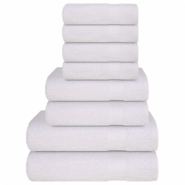 Toalha conjunto 8 peças 100% algodão branco 360 gsm D