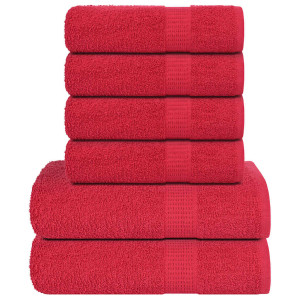 Toalha conjunto 6 peças 100% algodão vermelho 360 gsm D