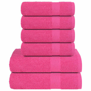 Toalha conjunto 12 peças 100% algodão rosa 360 gsm D