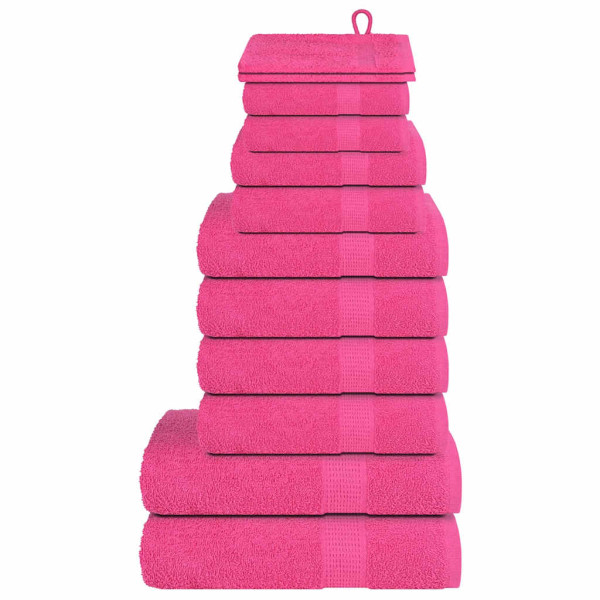 Juego de toallas 12 piezas 100% algodón rosa 360 gsm D