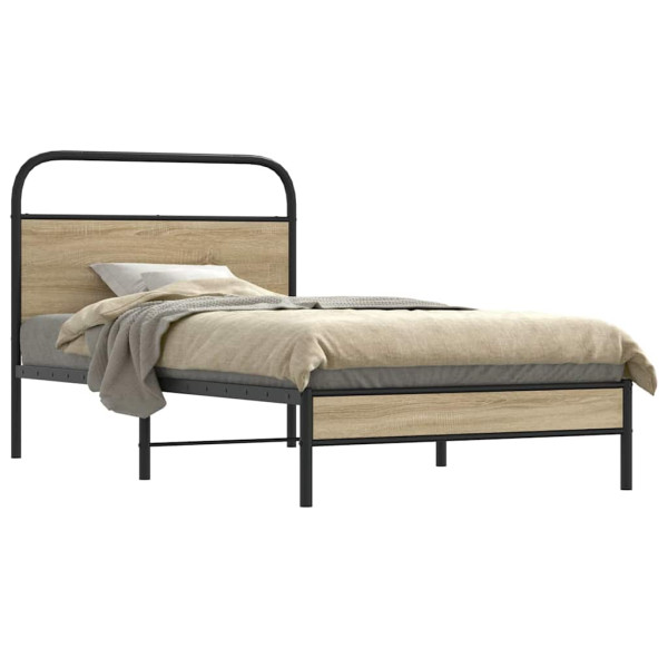 Estructura de cama sin colchón 90x200 cm madera roble ahumado Estructura de cama sin colchón 90x200 cm madera roble ahumado D