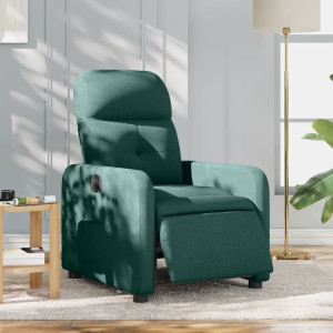 Sillón reclinable eléctrico tela verde oscuro D