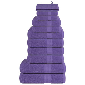 Juego de toallas 12 piezas 100% algodón morado 360 gsm D