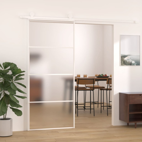 Puerta corredera ESG vidrio y aluminio blanca 90x205 cm D