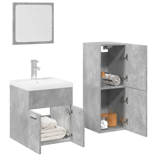 Set muebles de baño 2 piezas madera contrachapada gris hormigón D