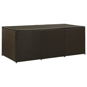 Caja de almacenaje jardín ratán sintético marrón 180x90x70 cm D