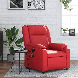 Sillón de masaje reclinable cuero sintético rojo D