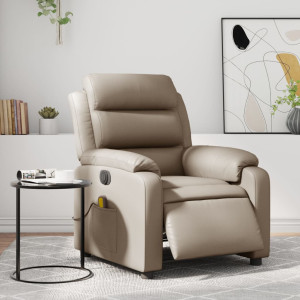 Sillón reclinable de masaje eléctrico cuero sintético capuchino D