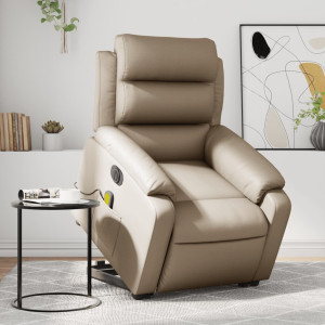 Reclining cadeira de massagem elétrica couro sintético cappuccino D