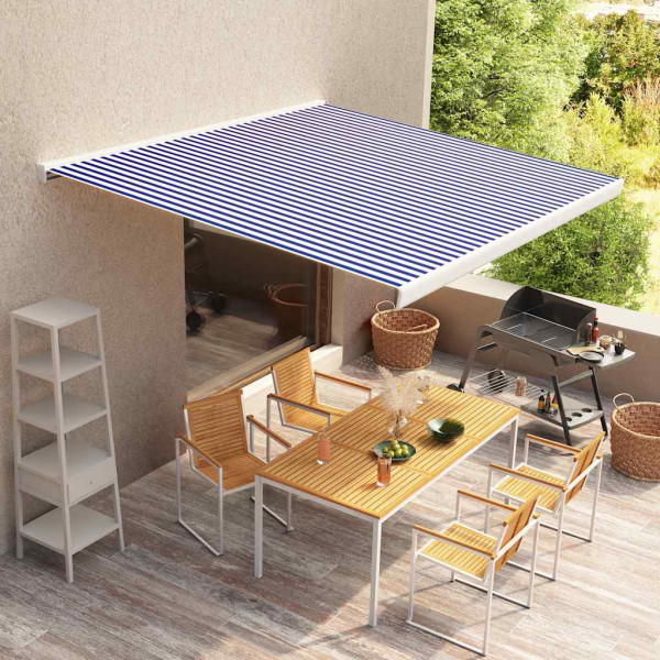 Toldo de lona azul y blanco 450x300 cm Toldo de lona azul y blanco 450x300 cm D