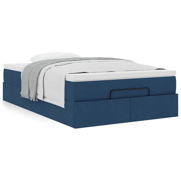Estructura de cama otomana con colchón tela azul 120x200cm Estructura de cama otomana con colchón tela azul 120x200cm D