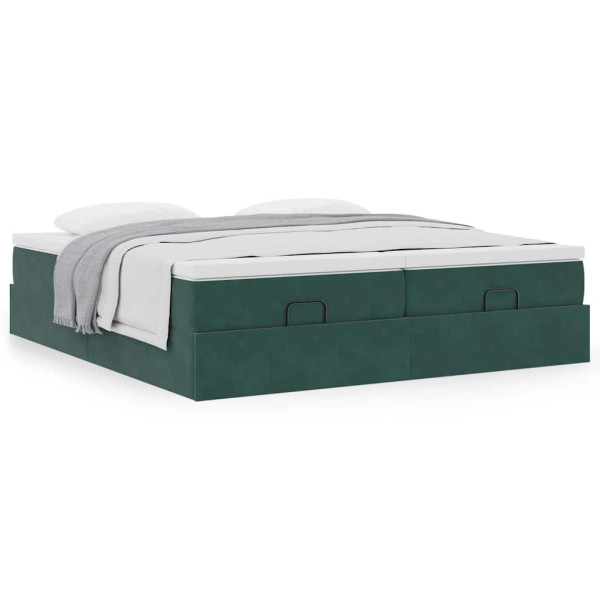 Estructura de cama otomana colchones terciopelo verde oscuro Estructura de cama otomana colchones terciopelo verde oscuro D