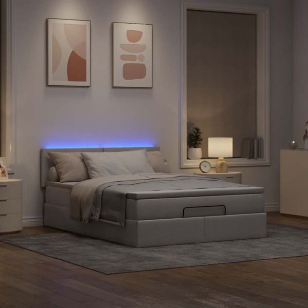 Cama otomana con colchón tela gris pardo 140x200 cm Cama otomana con colchón tela gris pardo 140x200 cm D
