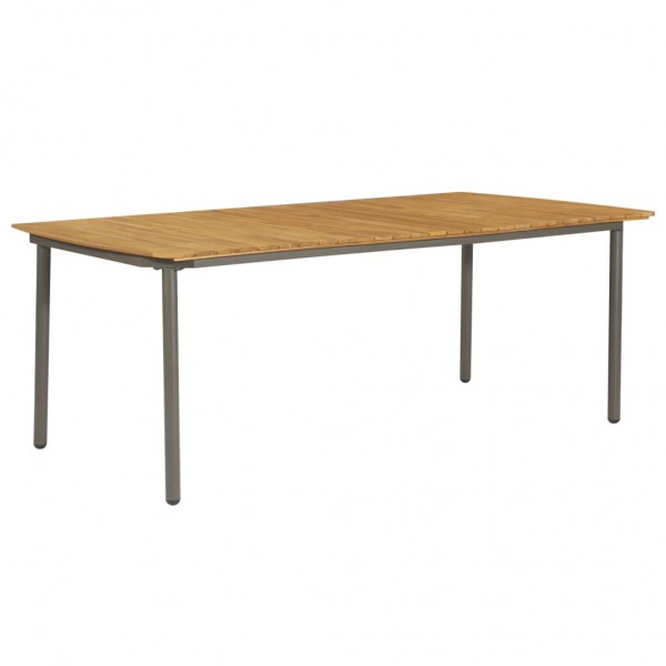 Mesa de jardín madera maciza de acacia y acero 200x100x72 cm D