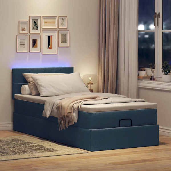 Cama otomana con colchón azul 90x200 cm tela Cama otomana con colchón azul 90x200 cm tela D