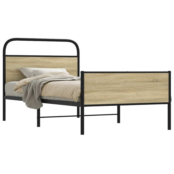 Estructura de cama sin colchón 90x200 cm madera roble Sonoma Estructura de cama sin colchón 90x200 cm madera roble Sonoma D