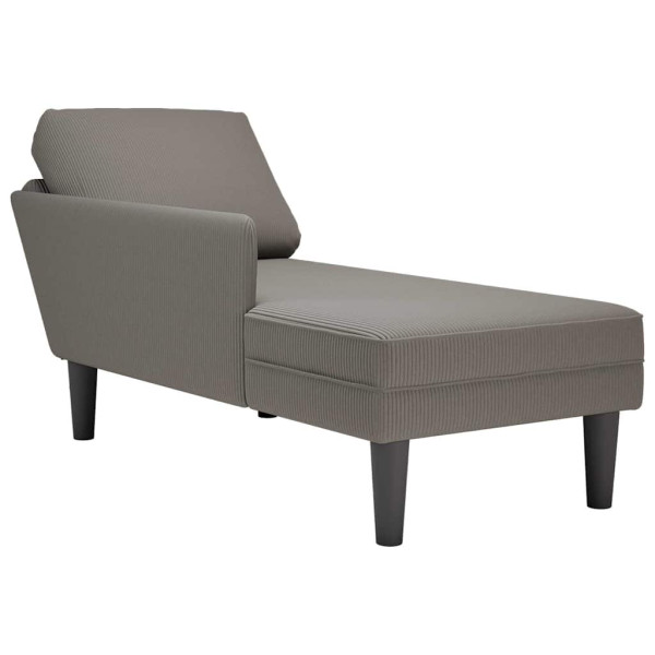 Chaise longue con cojín de tela de pana gris claro D