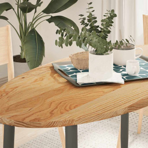 Tablero de mesa ovalado madera maciza de roble 120x60x2 cm D